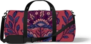 Red Vintage Cute Abstract Boho Fantasy Flowers Sports Bag Tote Bag Waterproof Gym Bag with Shoulder Strap Zipper 2 Side Pockets for Men and Women, Travel and Storage Shoulder Bag.