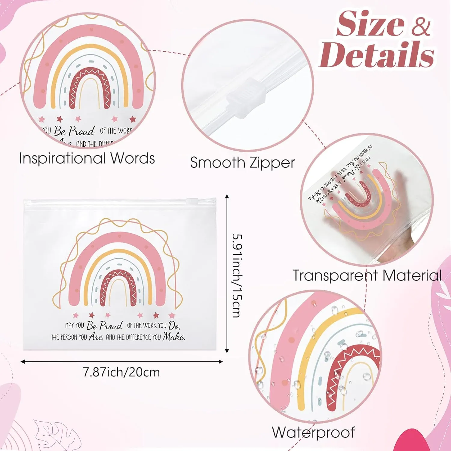 Reginary 50 Pcs Inspirational Gifts Bulk for Women Cosmetic Bag EVA You Are Braver Awesome Makeup Bag with Zipper for Birthday Graduation Christian Easter Encouragement Gifts(May You Be Proud)