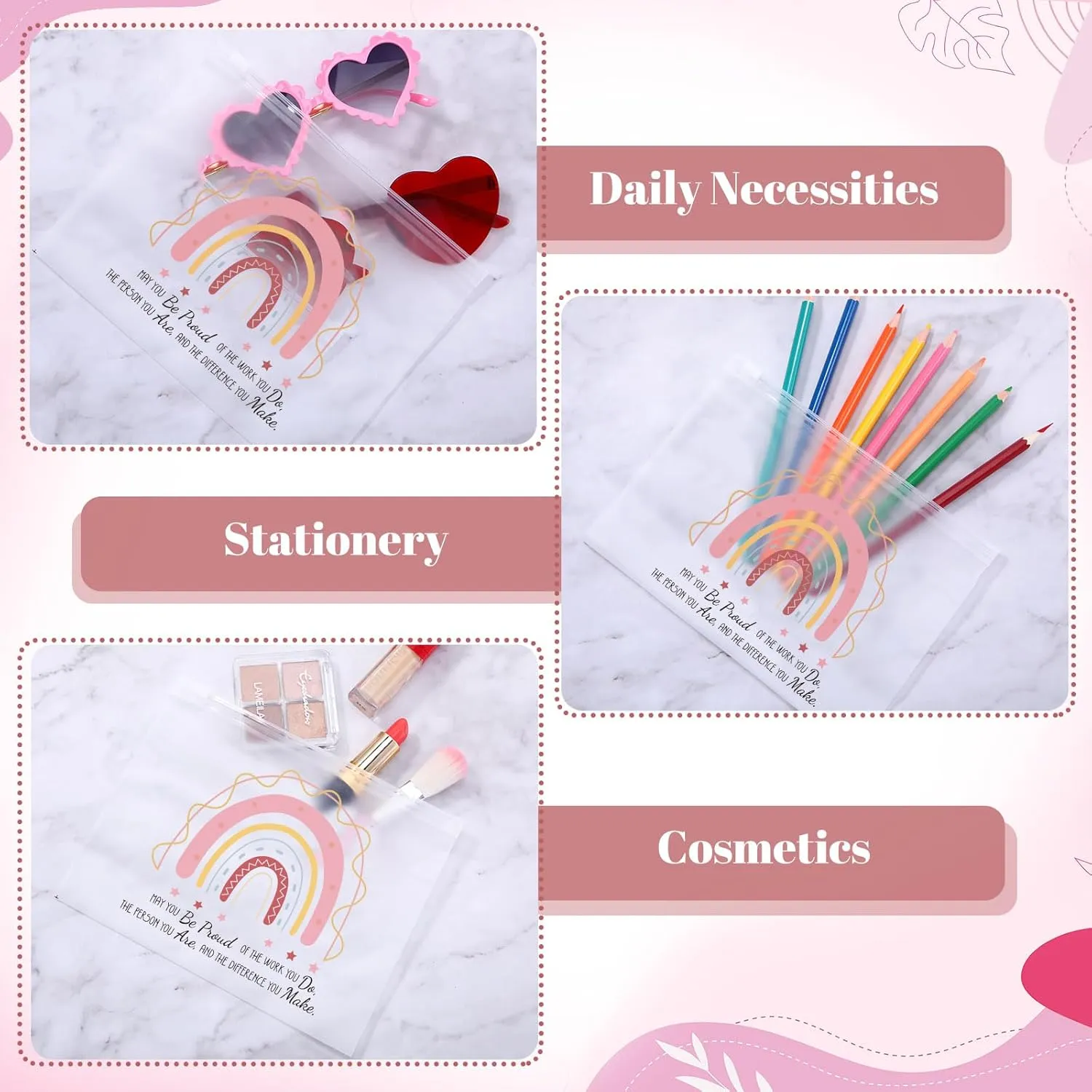 Reginary 50 Pcs Inspirational Gifts Bulk for Women Cosmetic Bag EVA You Are Braver Awesome Makeup Bag with Zipper for Birthday Graduation Christian Easter Encouragement Gifts(May You Be Proud)