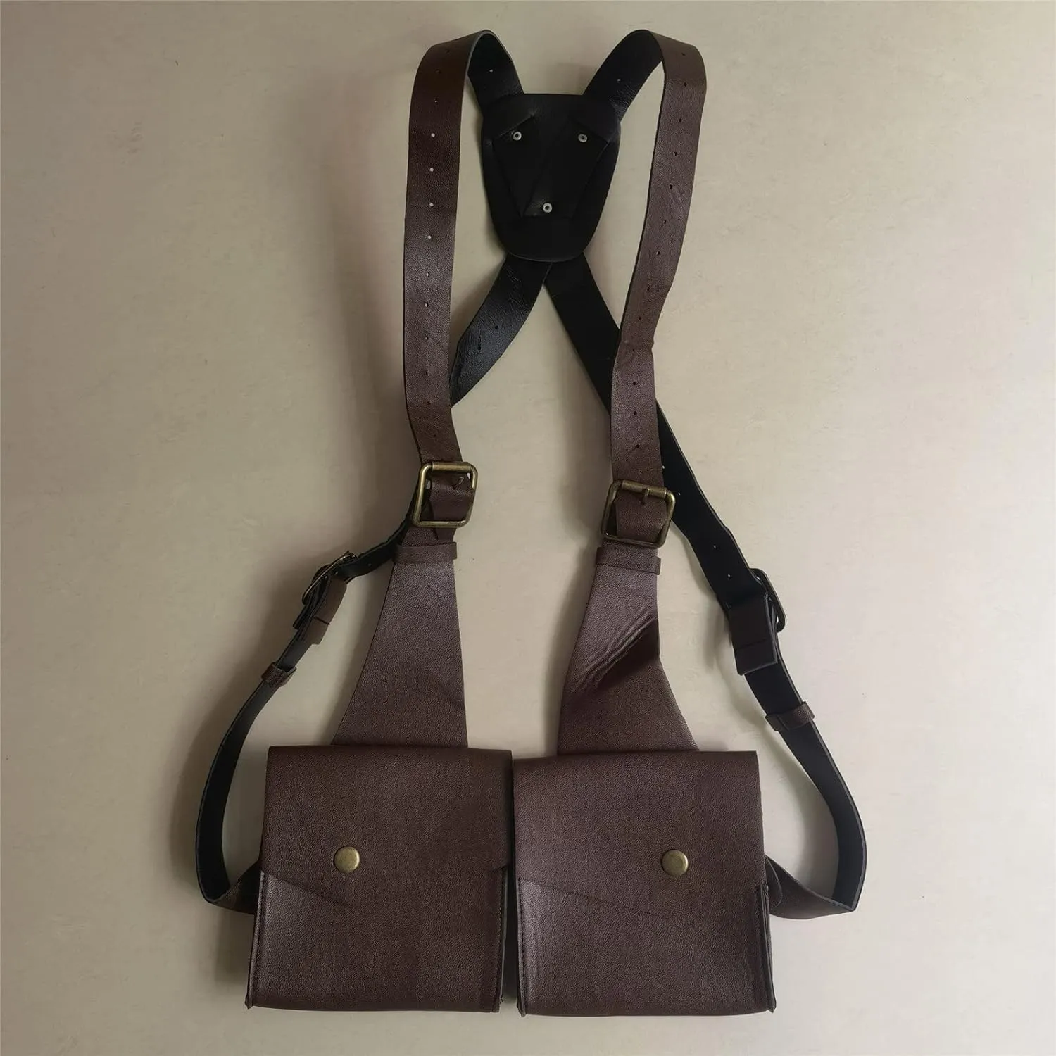 Resnan Underarm Double Shoulder Bag Leather Holster Wallet Adjustable Concealed Armpit Bag Crisscross Back Satchel