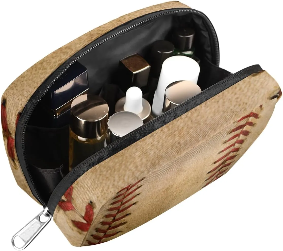 Retro Baseball Travel Toiletry Bag for Boys Men, Waterproof Shaving Bag with Large Capacity for Travel,Sports,Shower, Cute Small Baseball Dopp Kit for Women