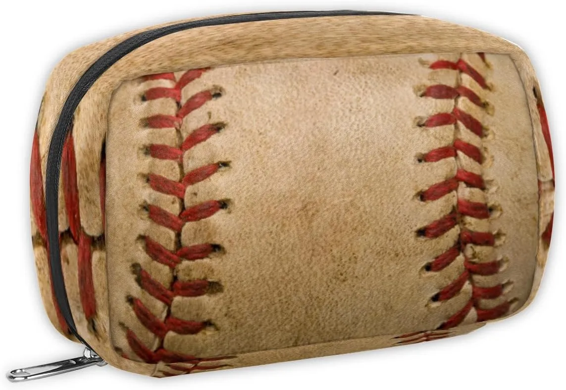 Retro Baseball Travel Toiletry Bag for Boys Men, Waterproof Shaving Bag with Large Capacity for Travel,Sports,Shower, Cute Small Baseball Dopp Kit for Women