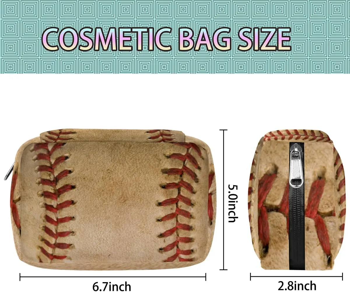 Retro Baseball Travel Toiletry Bag for Boys Men, Waterproof Shaving Bag with Large Capacity for Travel,Sports,Shower, Cute Small Baseball Dopp Kit for Women