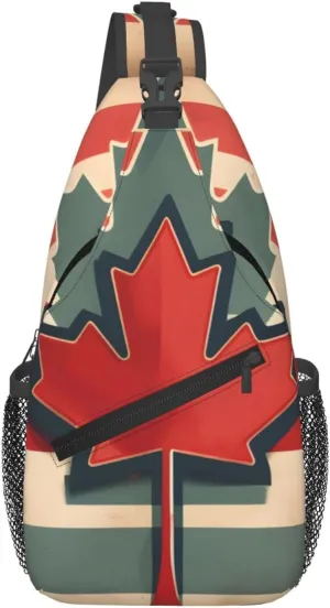 Retro Canada Flag pattern print Crossbody bag, outdoor bag, casual bag, fashionable travel accessories fit everyone