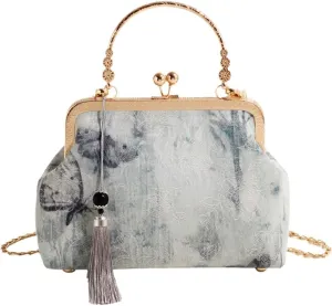 Retro Shoulder Chain Bag Chinese Style Butterfly Embroidered Jacquard Women's Evening Bags Hanfu Bag Wrist Bag