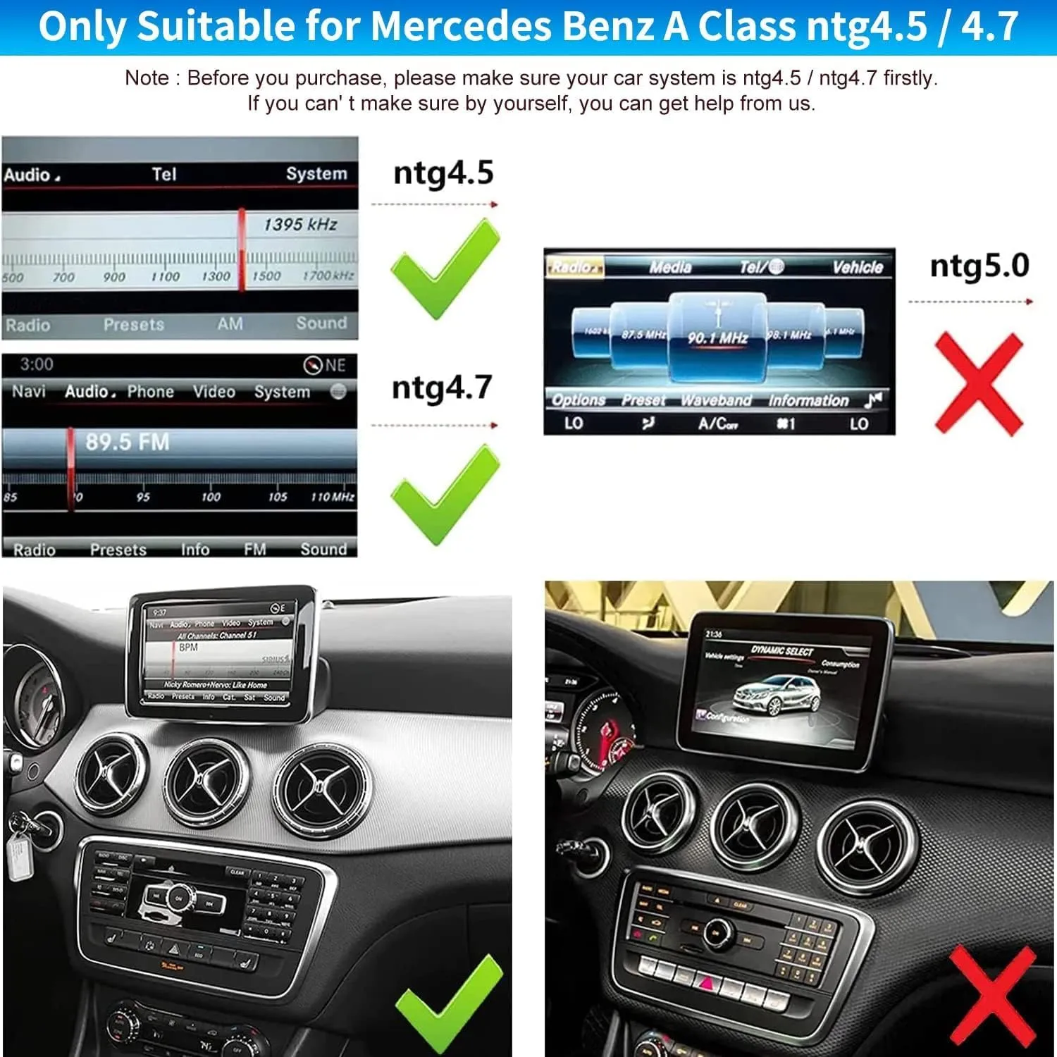 Road Top 10.25" Android 13 Car Stereo Touch Screen with Apple Carplay for Mercedes Benz A CLA GLA G Class 2013-2015 Year with NTG4.5/4.7, Car Audio Receivers for Android Auto, Mirrorlink, Navigation