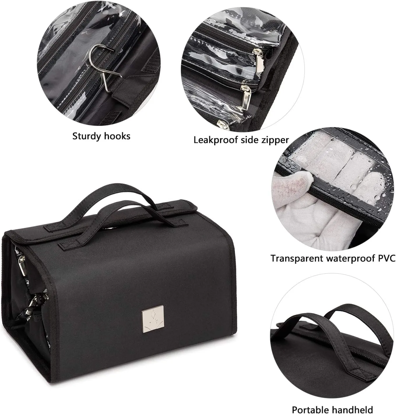 Roll Up Makeup Bag, Travel Toiletry Bag for Women with 4 Clear TSA Approved Pouches, Hanging Travel Organizer, Folding Cosmetic Bag for Men and Women