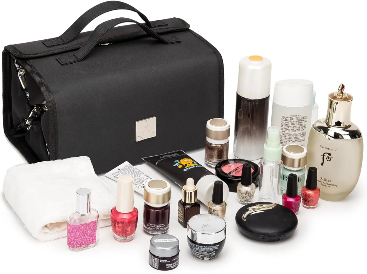 Roll Up Makeup Bag, Travel Toiletry Bag for Women with 4 Clear TSA Approved Pouches, Hanging Travel Organizer, Folding Cosmetic Bag for Men and Women