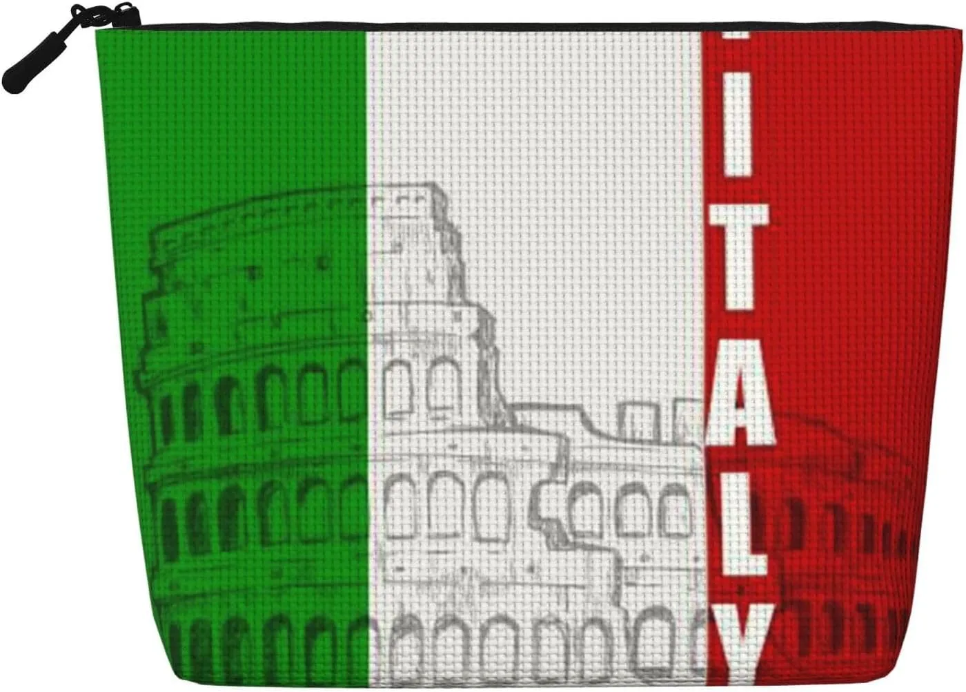 Roman Coliseum Italian Flag Print Makeup Bag Waterproof Travel Cosmetic Tote Zippered Pouch For Women Toiletry Bag