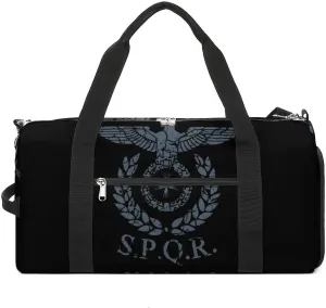 Roman Emblem SPQR Travel Duffel Bag Sport Gym Tote Bag Lightweight with Shoes Compartment for Men Women