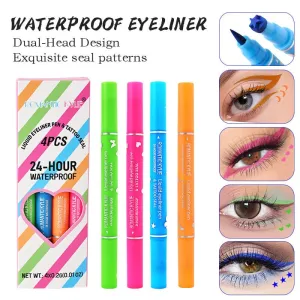 Romantic Kylie Double-Ended Stamp Eyeliner – Waterproof Pen for Long-Lasting Eye Makeup (Pack of 4)