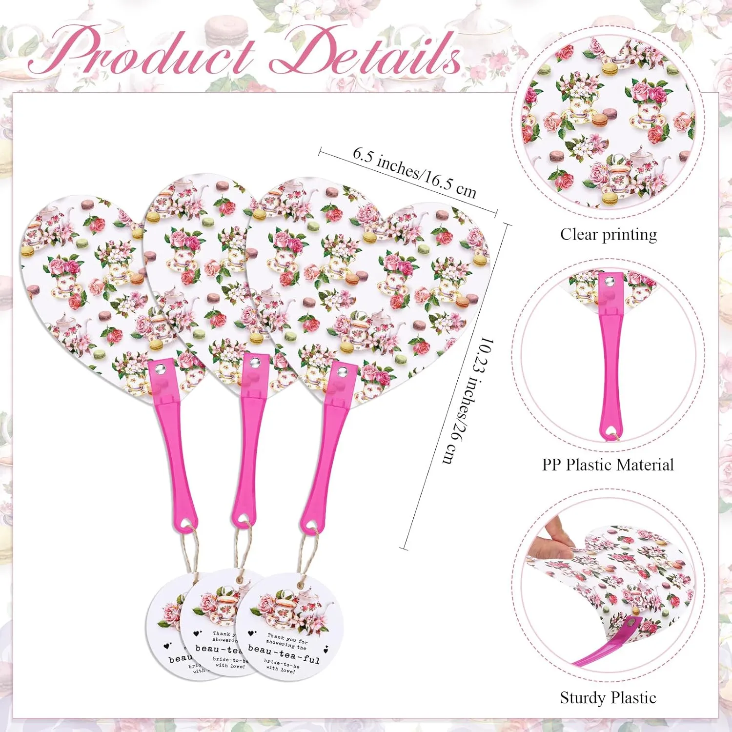 Roowest 50 Sets Bridal Shower Favors for Guests Heart Fans with Thank You Cards for Bride to Be Tea Party Gifts Bachelorette Engagement Wedding Party Souvenirs