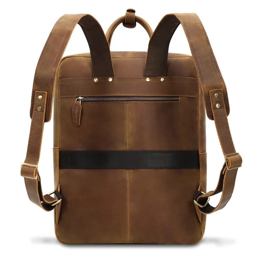 Rugged Leather Backpack with Multiple Compartments