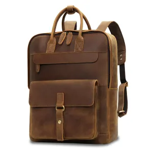 Rugged Leather Backpack with Multiple Compartments