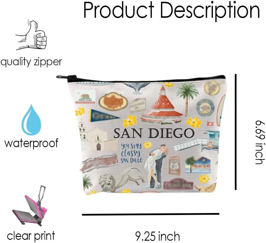 San Diego Cosmetic Makeup Bag Travel Gift Vacation Gift for Her Moving to G ift (San Diego)