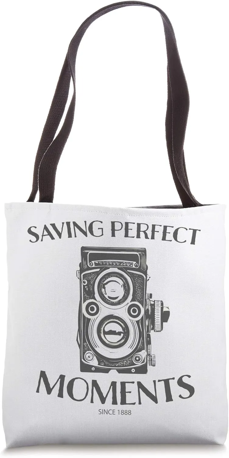 Saving Perfect Moments, Vintage Camera for Photographers Tote Bag