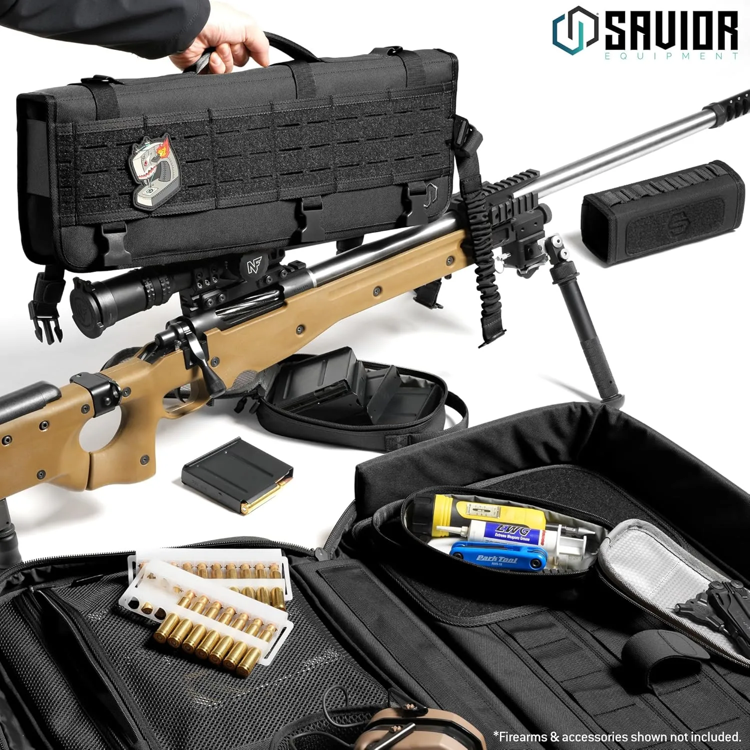 Savior Equipment 20" MOLLE Tactical Rifle Scope Carry Case & Muzzle Cover w/Hook Backing, Padded 600D Heavy Duty Polyster to Protect Firearm During Transportation