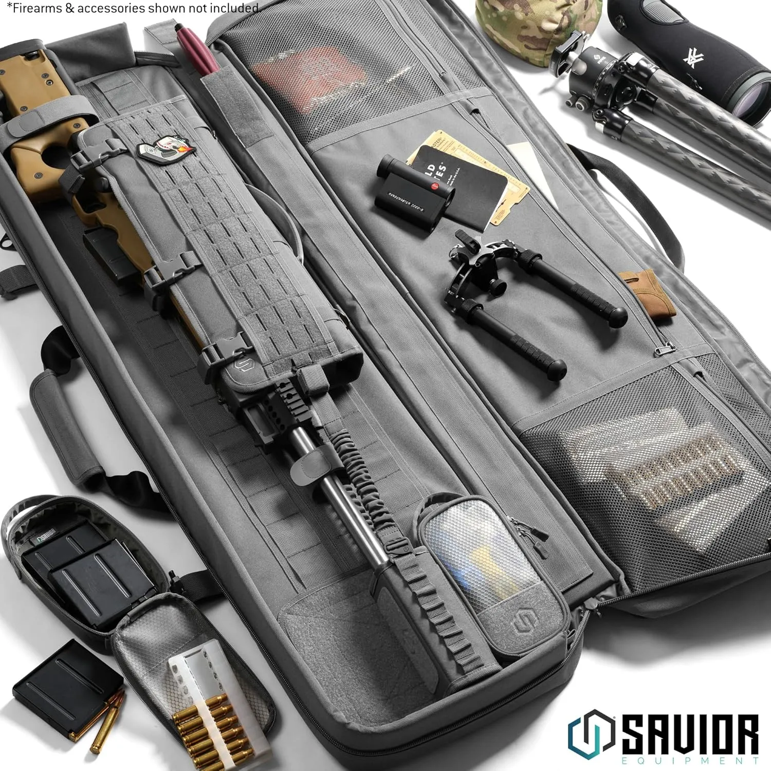 Savior Equipment 20" MOLLE Tactical Rifle Scope Carry Case & Muzzle Cover w/Hook Backing, Padded 600D Heavy Duty Polyster to Protect Firearm During Transportation