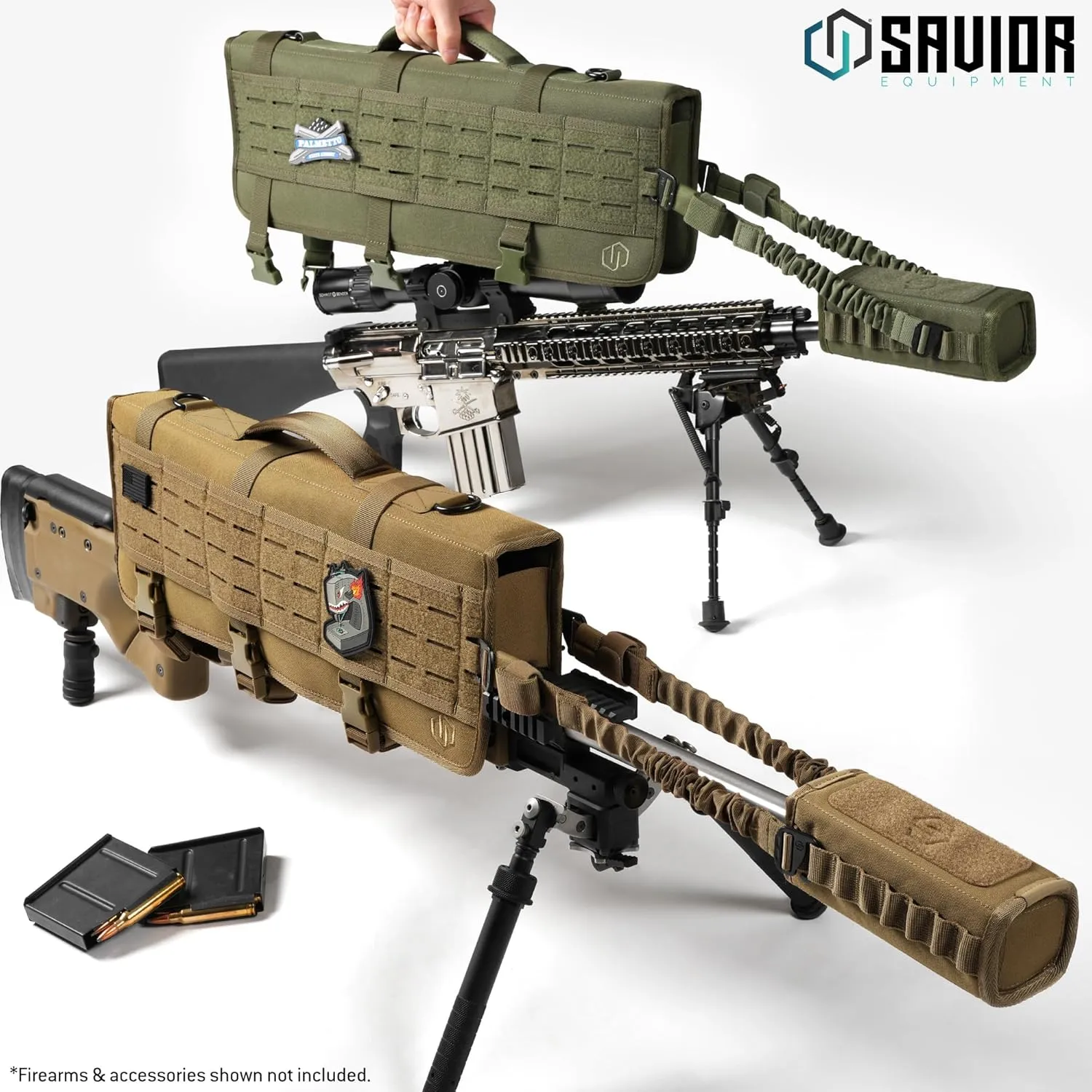 Savior Equipment 20" MOLLE Tactical Rifle Scope Carry Case & Muzzle Cover w/Hook Backing, Padded 600D Heavy Duty Polyster to Protect Firearm During Transportation