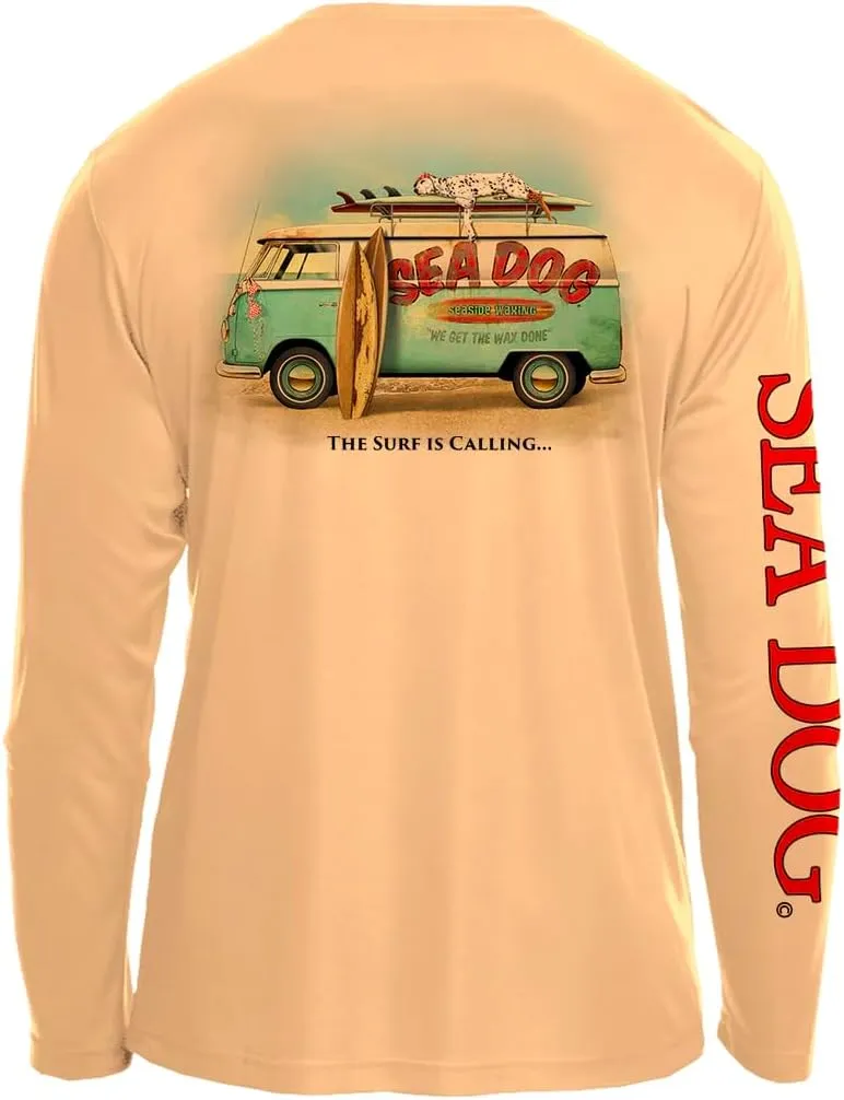 SEA DOG Wax Van UPF50 UV Sun Protection Long Sleeve Shirt 100% Microfiber Polyester - Designed & Printed in USA