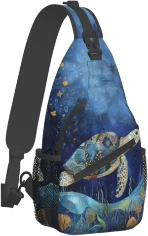 Sea Turtle Sling Backpack Hiking Backpack Crossbody Bag Sports Lightweight And waterproof Chest Bag Shoulder Bag For Women Men