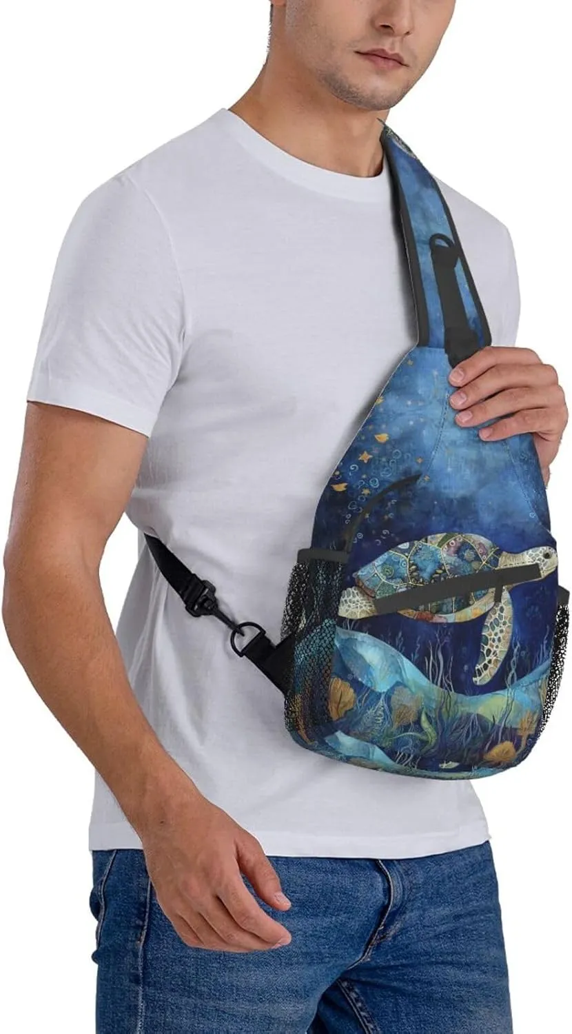 Sea Turtle Sling Backpack Hiking Backpack Crossbody Bag Sports Lightweight And waterproof Chest Bag Shoulder Bag For Women Men