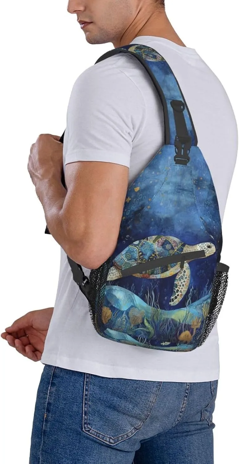 Sea Turtle Sling Backpack Hiking Backpack Crossbody Bag Sports Lightweight And waterproof Chest Bag Shoulder Bag For Women Men