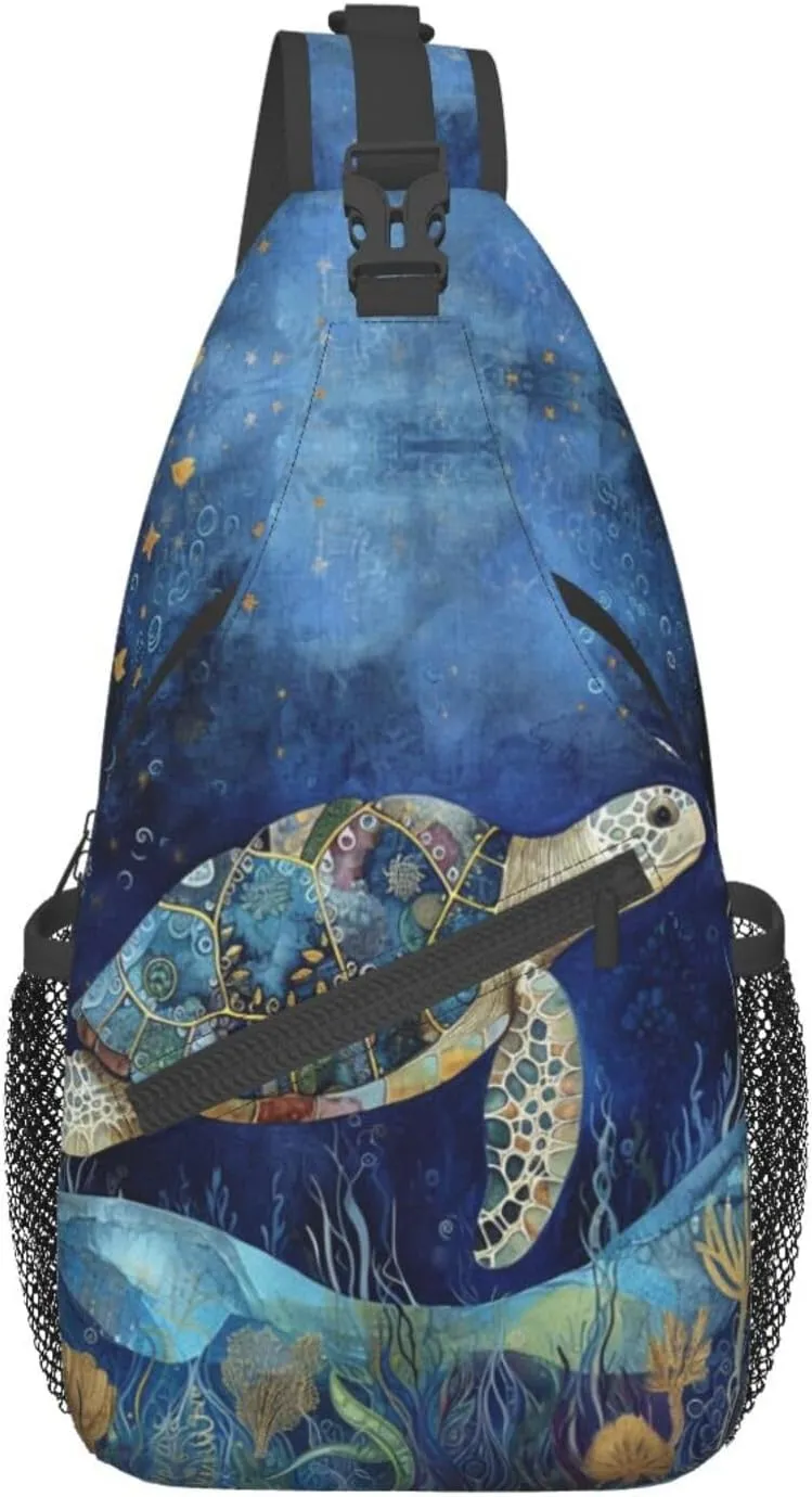 Sea Turtle Sling Backpack Hiking Backpack Crossbody Bag Sports Lightweight And waterproof Chest Bag Shoulder Bag For Women Men
