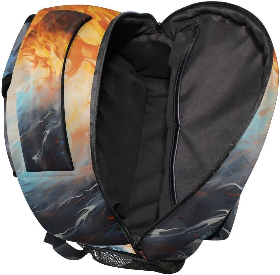 senya Wolf Backpack Vintage Wolf with Fire School Bag Travel Daypack Rucksack for Students Boys Girls, Laptop Backpack