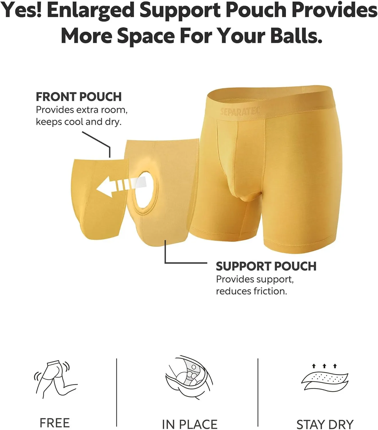 Separatec Mens Underwear with Pouch Moisture Wicking Dual Pouch Boxer Briefs Breathable Cool Rayon from Bamboo Underwear Men