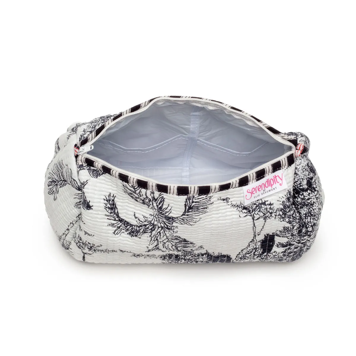 Serendipity Cotton Cosmetic Bag Set - Black / White Crane
