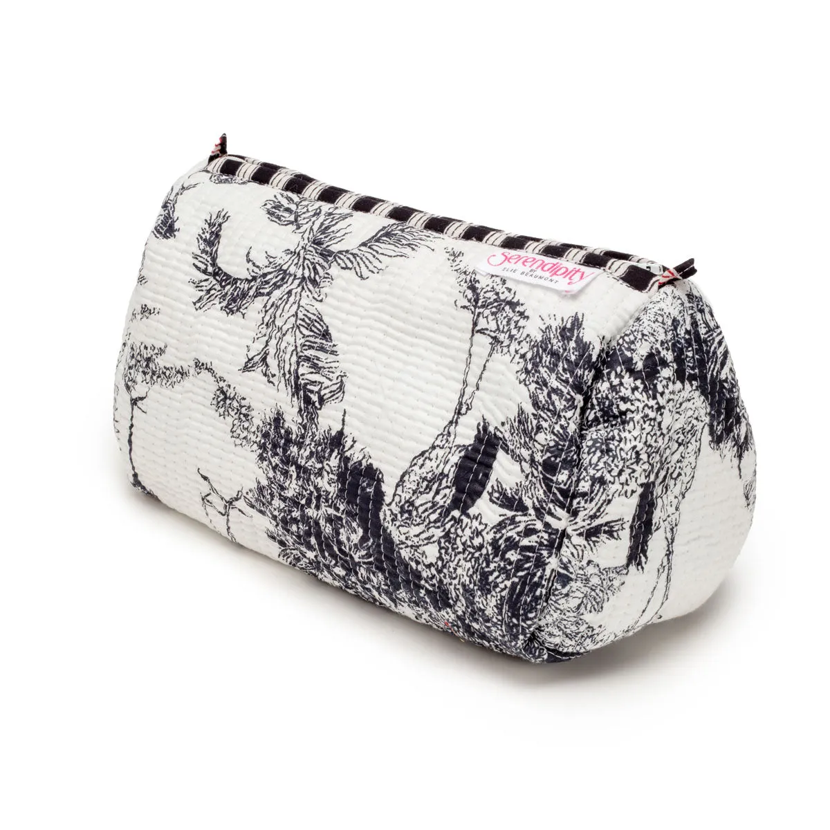 Serendipity Cotton Cosmetic Bag Set - Black / White Crane