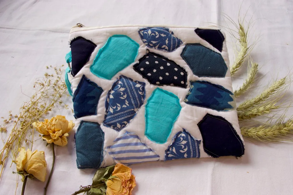 Shades of Blue Mosaic Pouch