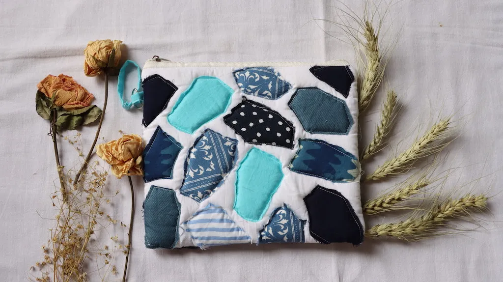 Shades of Blue Mosaic Pouch