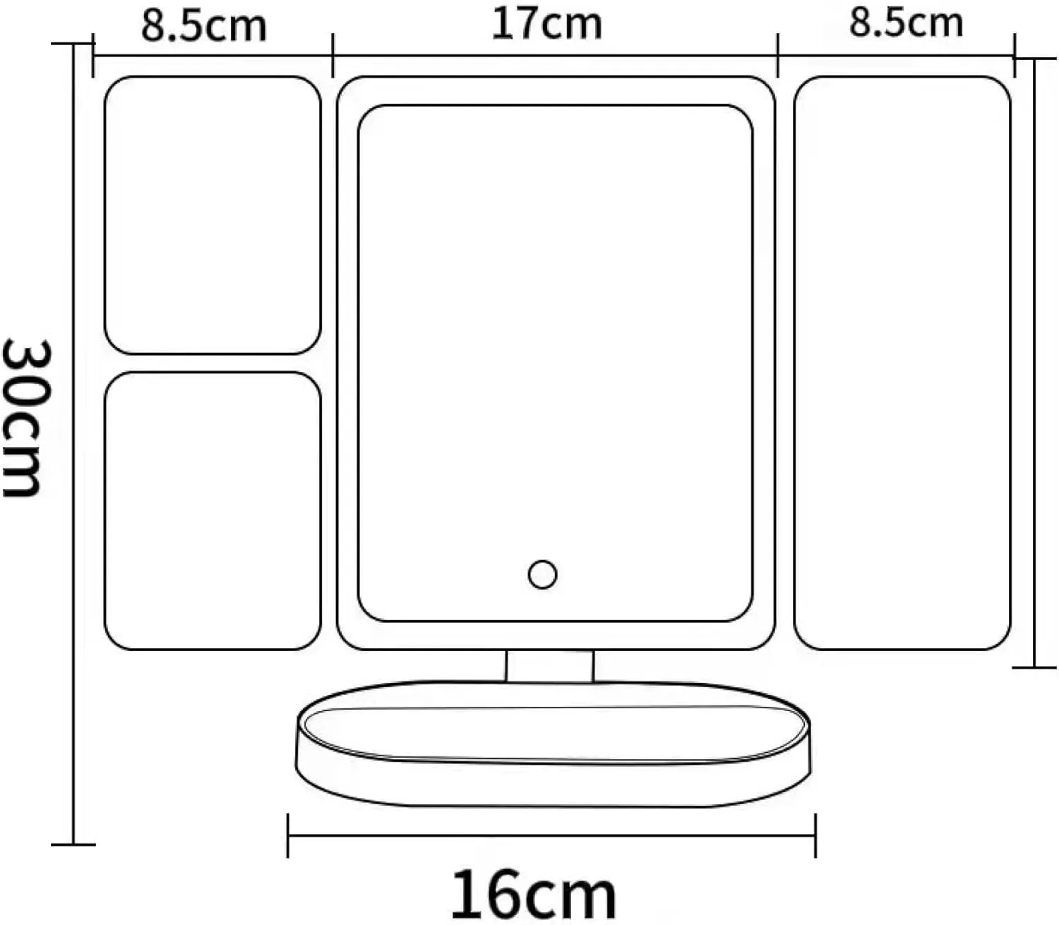 Shell Smart led Cosmetic Mirror with lamp, Desktop Multi-Function Desktop Folding Mirror, Three-Sided Fill Light