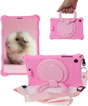 Silicone Tablet Case with 360 Rotating Kickstand Handle/Shoulder Strap Cute Cover Compatible with ALLDOCUBE iPlay 50 Mini Pro NFE 8.4 Inch Pink