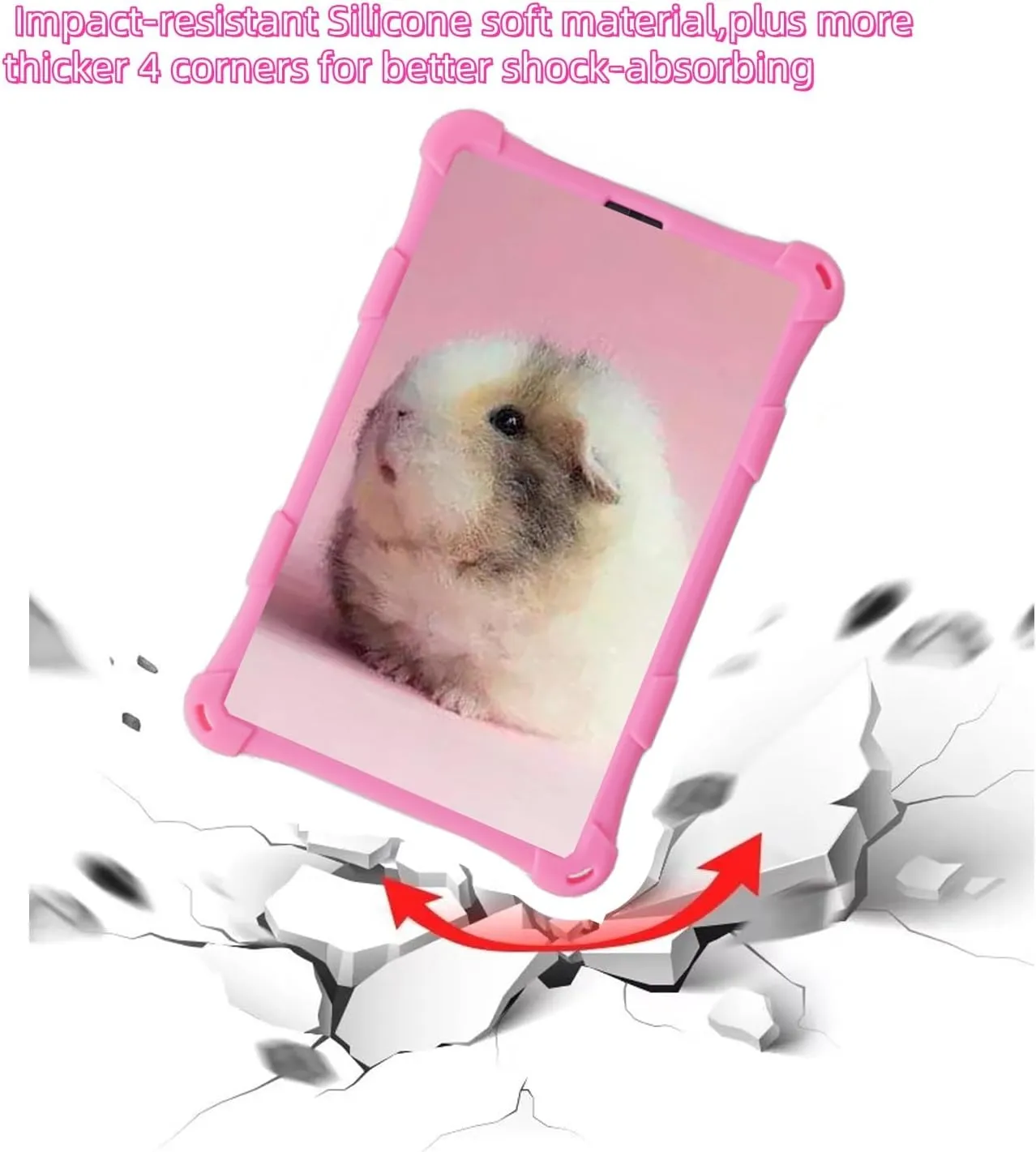 Silicone Tablet Case with 360 Rotating Kickstand Handle/Shoulder Strap Cute Cover Compatible with ALLDOCUBE iPlay 50 Mini Pro NFE 8.4 Inch Pink