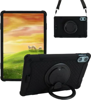 Silicone Tablet Case with 360 Rotating Kickstand/Handle and Detachable Shoulder Strap Shockproof Cover Compatible with Teclast T60 Plus 12 inch Black
