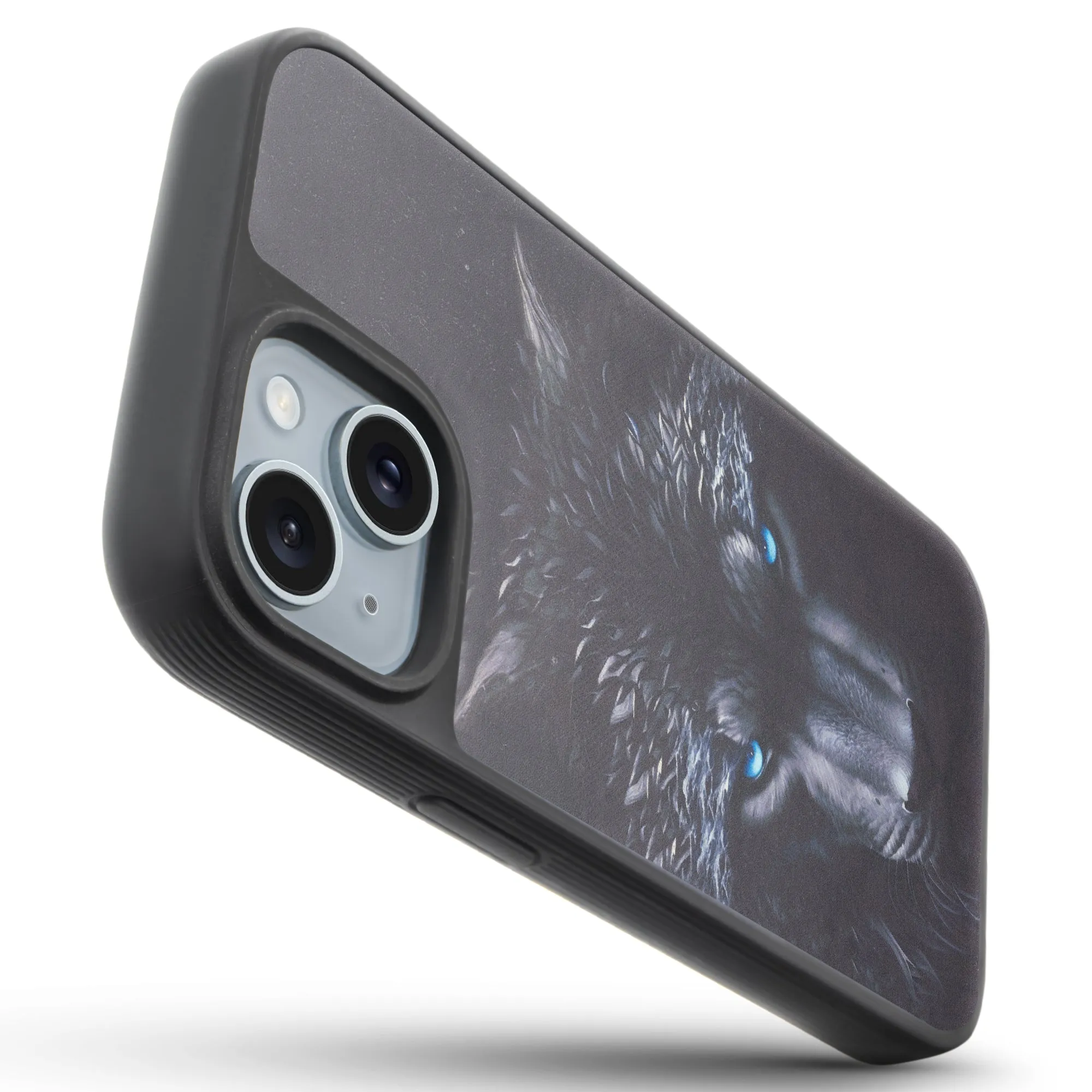 Silicone Textured Frame Printed Hard Back Case For Apple iPhone 15 With Raised Camera Bumper