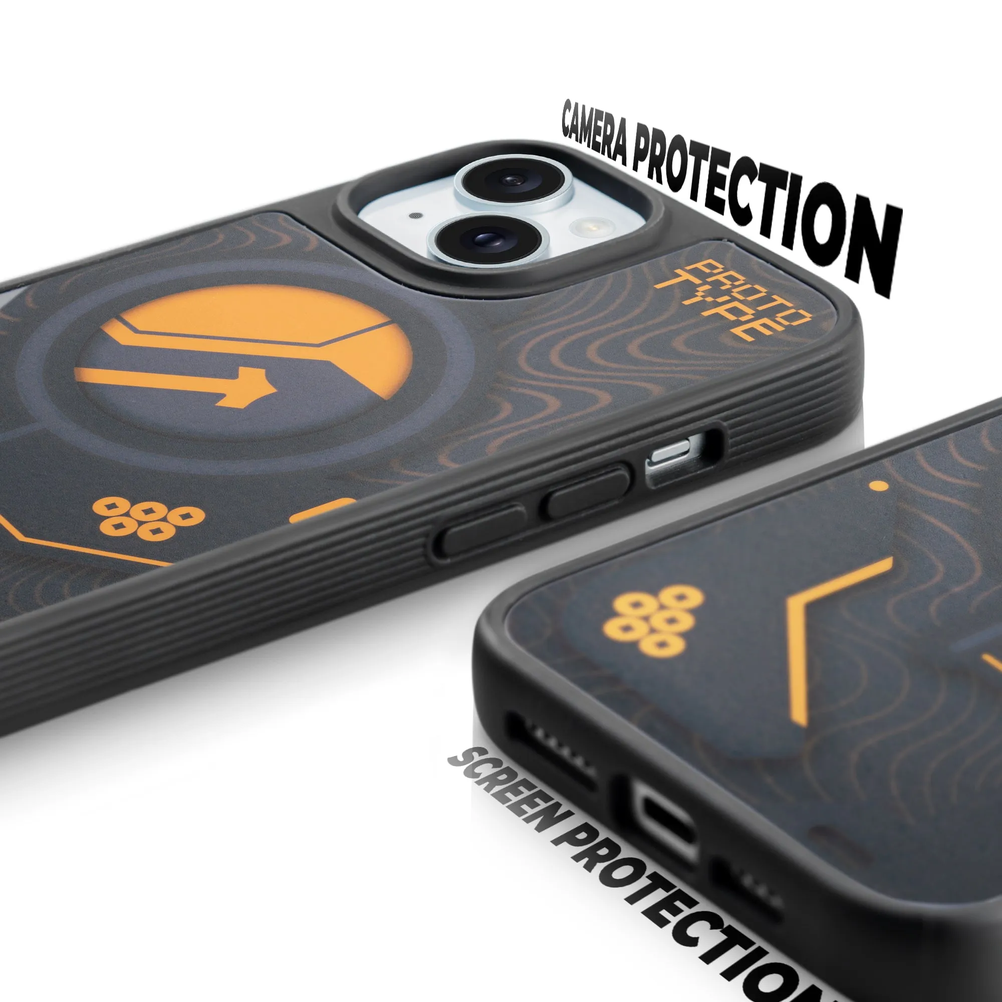 Silicone Textured Frame Printed Hard Back Case For Apple iPhone 15 With Raised Camera Bumper