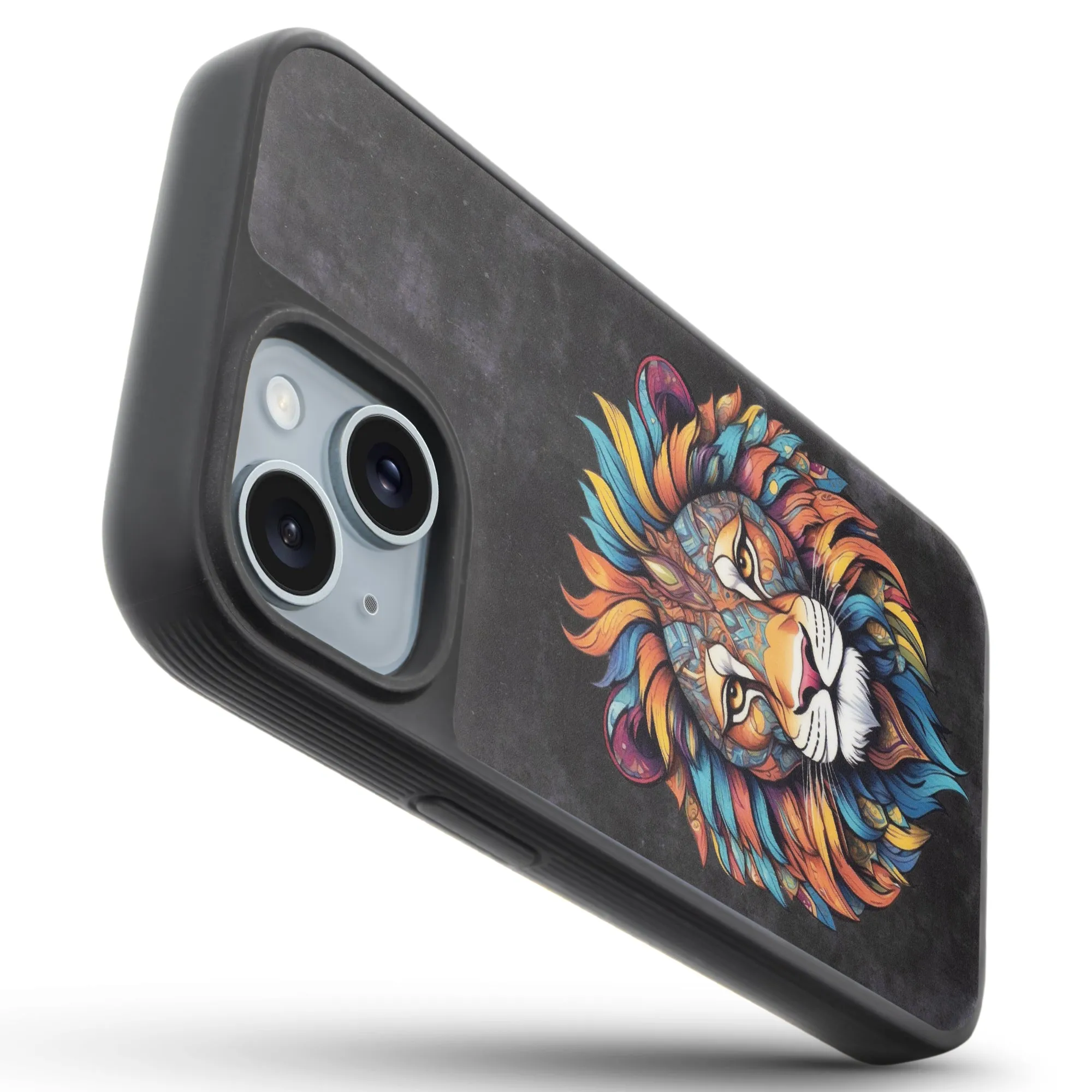 Silicone Textured Frame Printed Hard Back Case For Apple iPhone 15 With Raised Camera Bumper