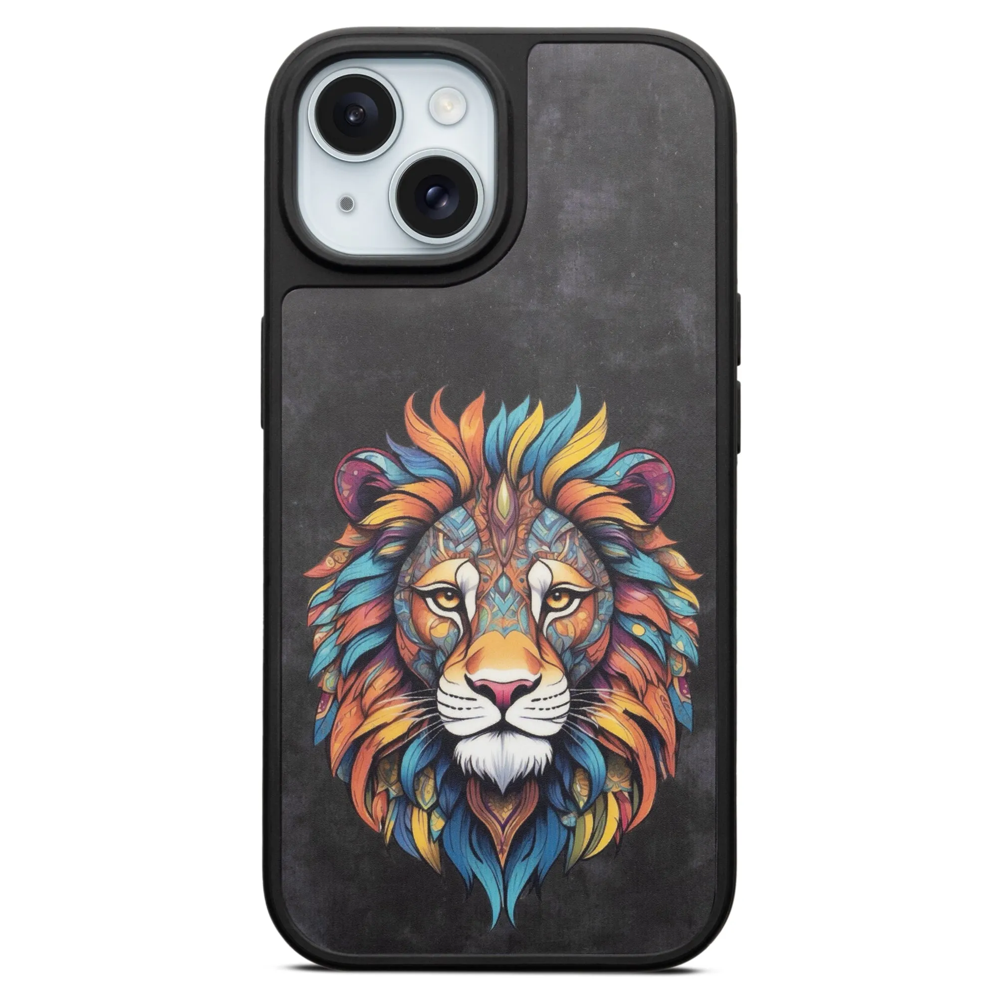 Silicone Textured Frame Printed Hard Back Case For Apple iPhone 15 With Raised Camera Bumper