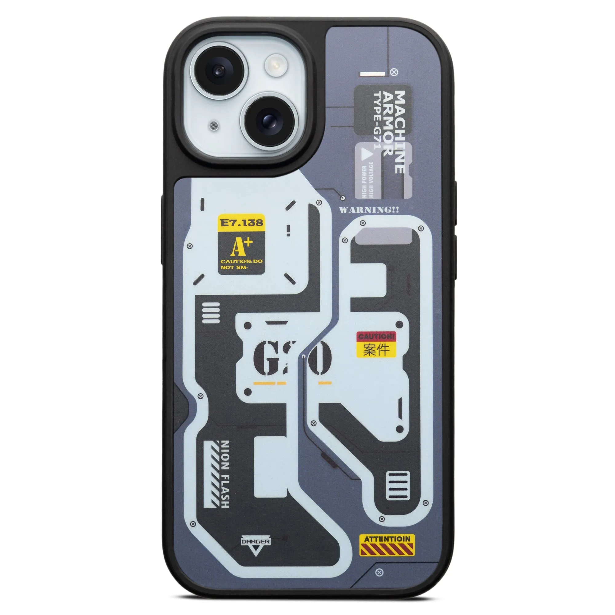Silicone Textured Frame Printed Hard Back Case For Apple iPhone 15 With Raised Camera Bumper