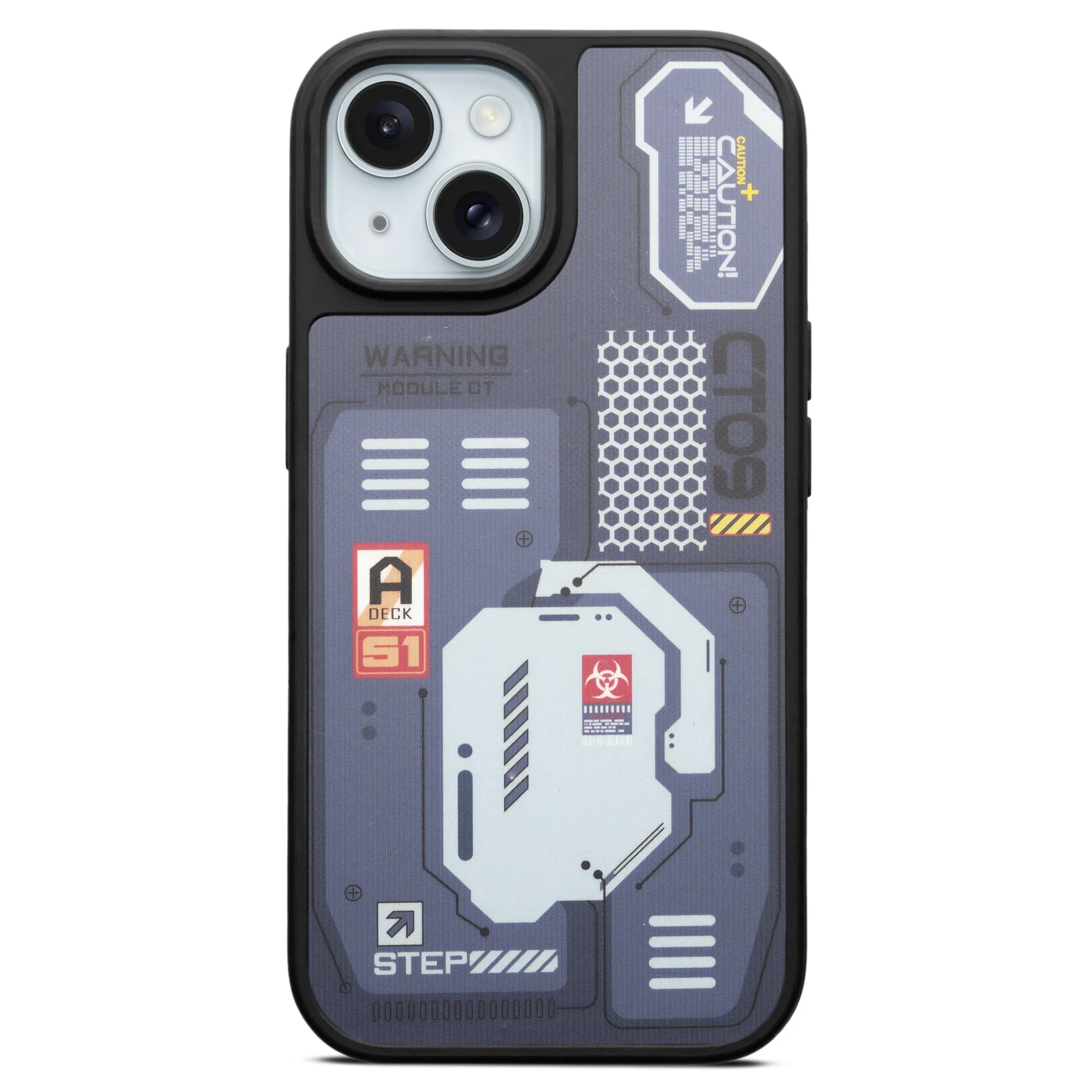 Silicone Textured Frame Printed Hard Back Case For Apple iPhone 15 With Raised Camera Bumper