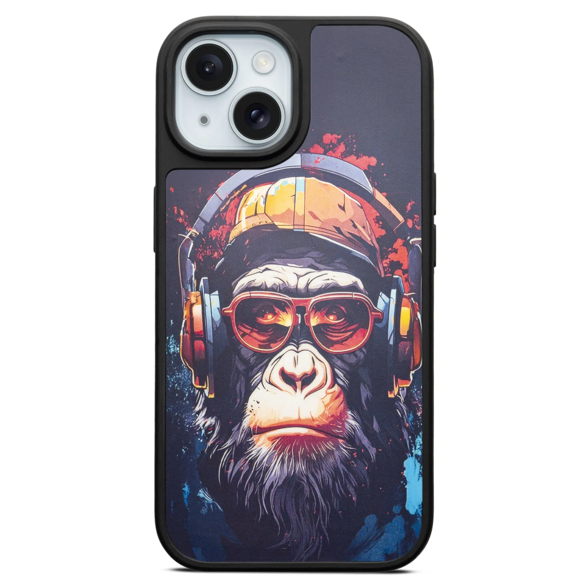 Silicone Textured Frame Printed Hard Back Case For Apple iPhone 15 With Raised Camera Bumper