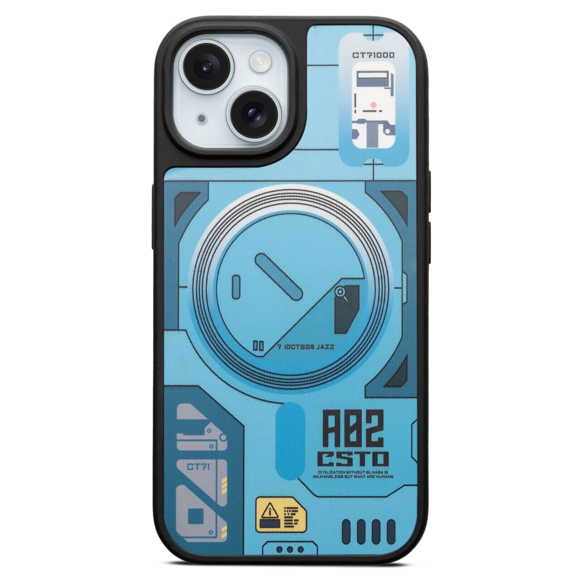 Silicone Textured Frame Printed Hard Back Case For Apple iPhone 15 With Raised Camera Bumper