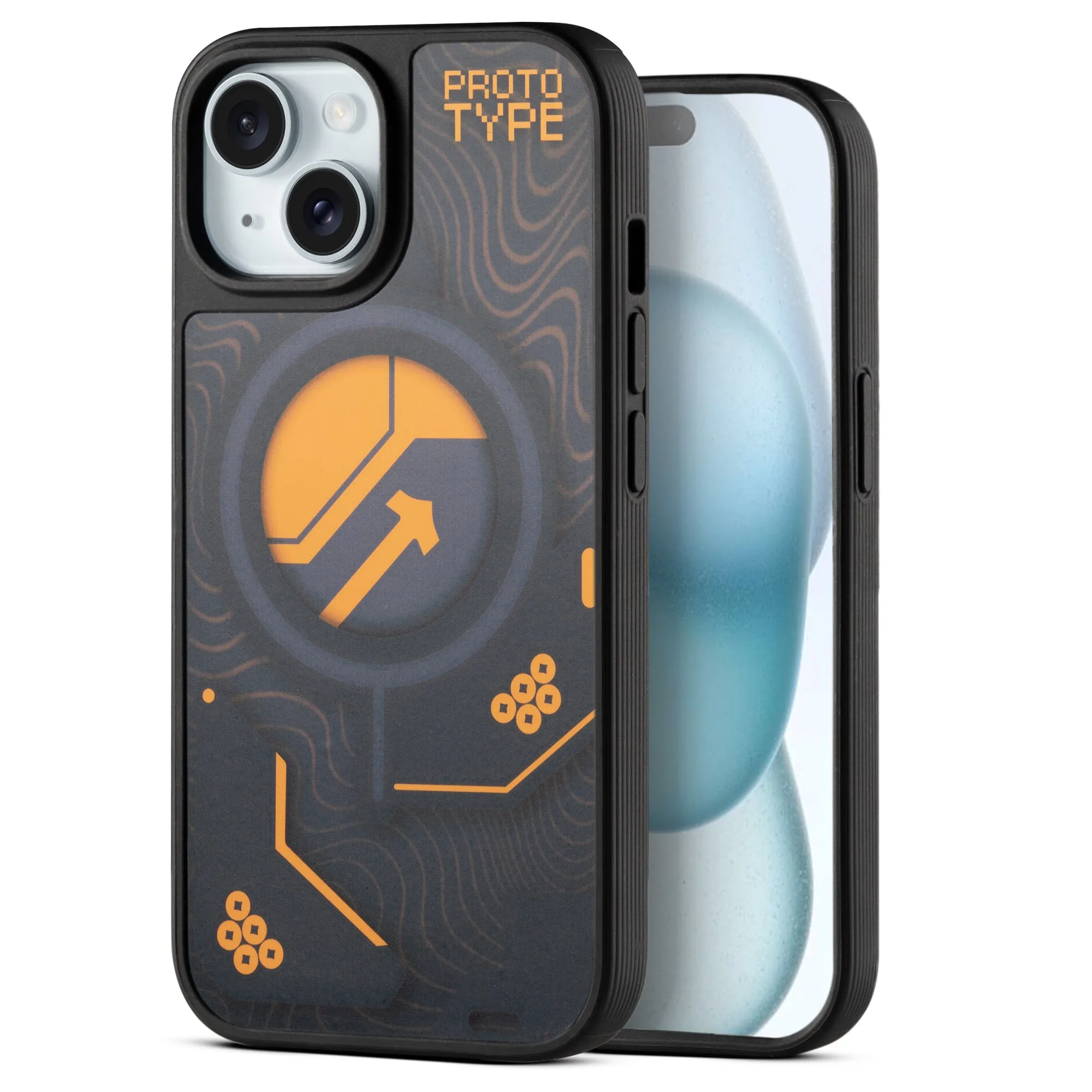 Silicone Textured Frame Printed Hard Back Case For Apple iPhone 15 With Raised Camera Bumper