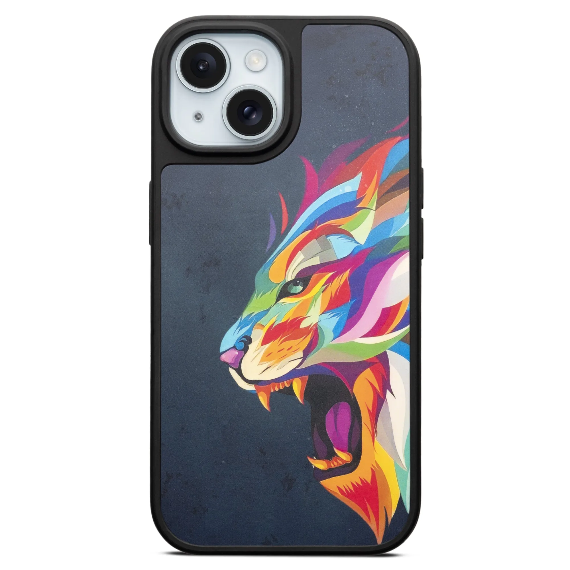 Silicone Textured Frame Printed Hard Back Case For Apple iPhone 15 With Raised Camera Bumper