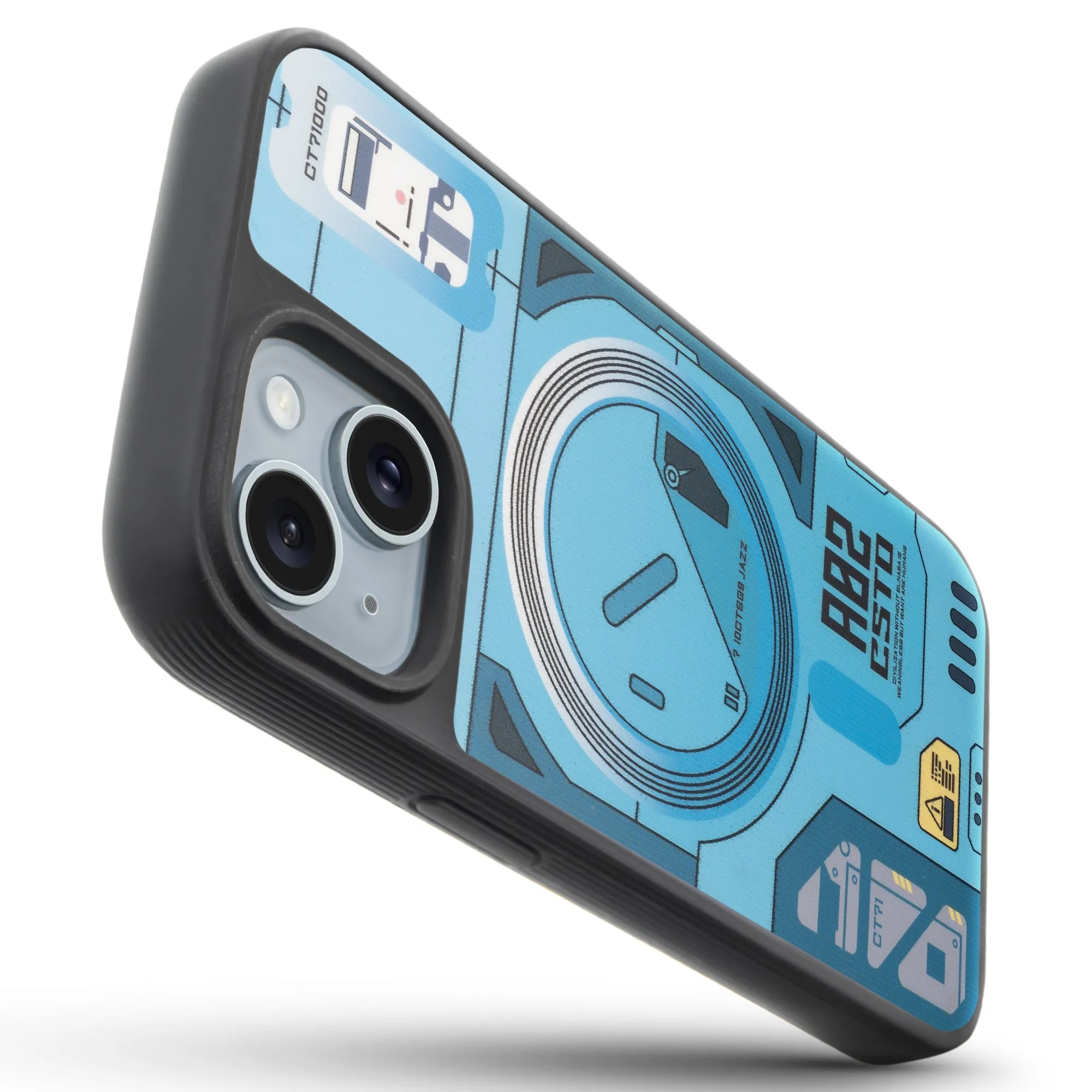 Silicone Textured Frame Printed Hard Back Case For Apple iPhone 15 With Raised Camera Bumper