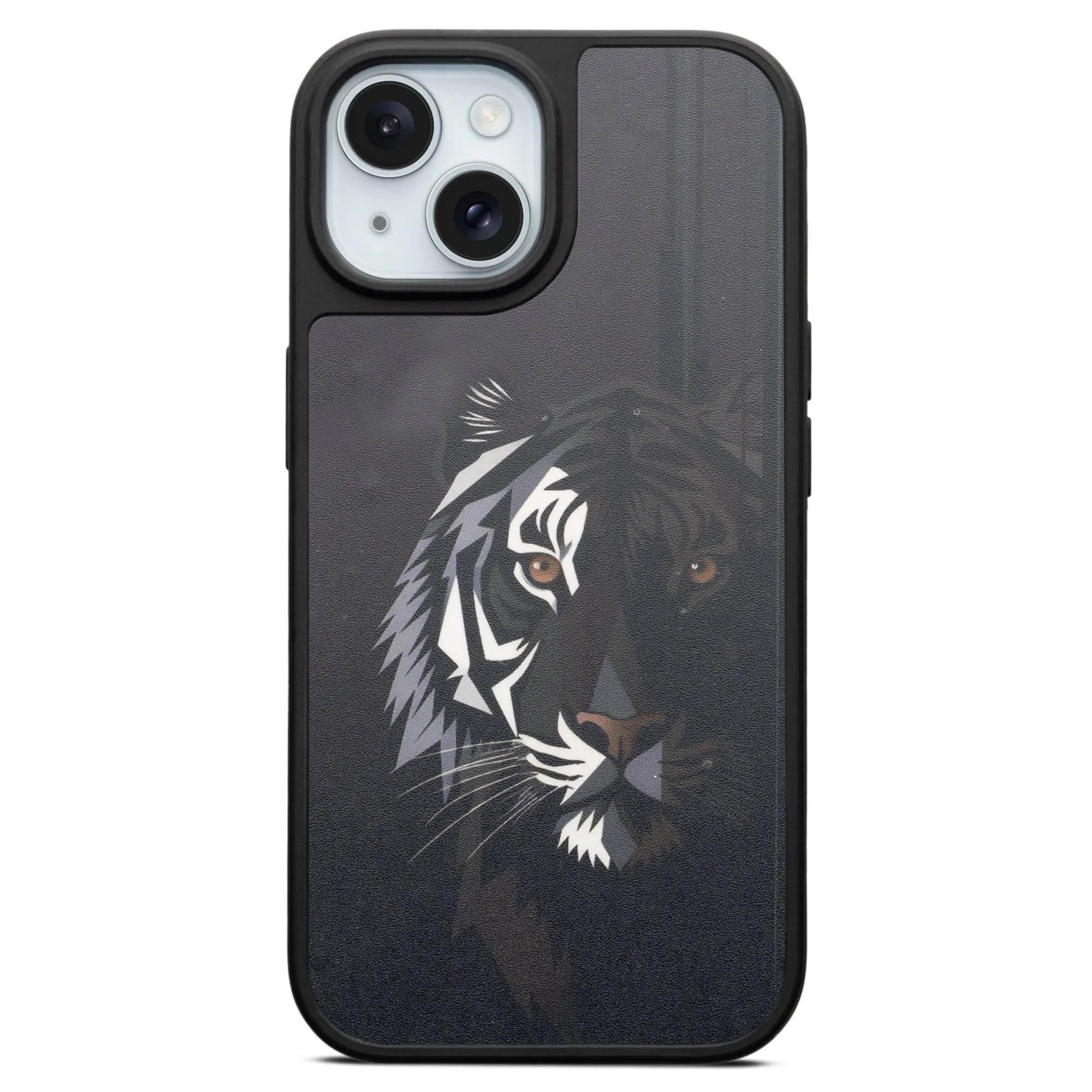 Silicone Textured Frame Printed Hard Back Case For Apple iPhone 15 With Raised Camera Bumper